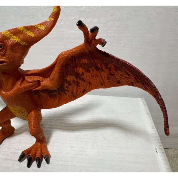 Kid Galaxy Posable Dinosaur Pteranodon -Articulated Wings & Legs Orange & Yellow - Picture 3 of 9